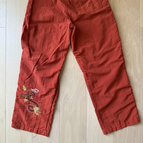 Vintage Dragon Cargo Pants 28 Orange Red Y2K Baggy TagRag Ripstop New York - Picture 7 of 8